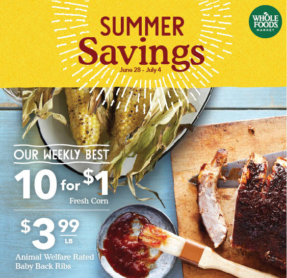 Summer Savings: Baby Back Ribs and Corn on the Cob at Whole Foods Market